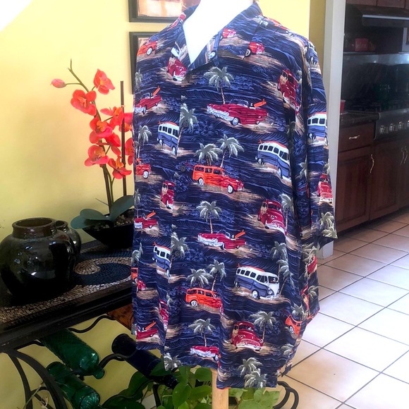 Big Digs Men’s Hawaiian “ Surfing Beach Cars Short Sleeve Shirt Size 4X - Picture 6 of 14
